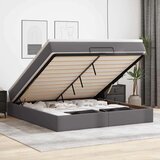 vidaXL Otomanski posteljni okvir z vzmetnico siv 180x200 cm um. usnje | Shoptok.si