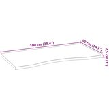 vidaXL Mizna plošča temno rjava 100x50x2,5 cm trdna hrastovina | Shoptok.si
