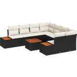vidaXL Set vrtnih sofa od 9 kom. s jastučićima crni Poly Rattan Akacija | shoptok.hr