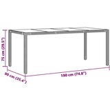 vidaXL Vrtna miza s stekleno ploščo siva 190x90x75 cm poli ratan | Shoptok.si