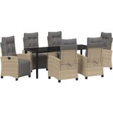  Set za blagovanje u vrtu - 7 kom - bež poli ratan | shoptok.hr