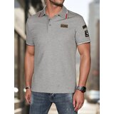 DStreet Koszulka męska polo z naszywkami szara | Shoptok.si