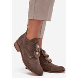 Zazoo Suede Women's Loafers with Decorative Flowers 3080 Dark Beige | Shoptok.si