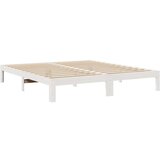  Posteljni okvir brez vzmetnice bel 160x200 cm trdna borovina | Shoptok.si