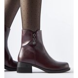 Gemre Burgundy insulated ankle boots with rhinestones natural leather Insignia | ePonuda.com