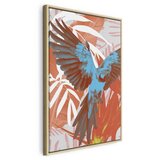  Slika - Exotic Wings - Parrot Among Abstract Leaf Patterns 60x90 U prirodnom drvenom okviru | shoptok.hr