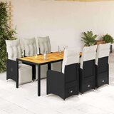 vidaXL vrtna bistro garnitura 7-delna z blazinami črn poli ratan | Shoptok.si