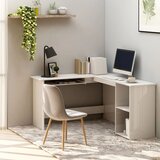 Maison Chic Kotna miza - pisarniška miza - Računalniška miza L-oblike visok sijaj bela 120x140x75cm iverna plošča, (21785161) | Shoptok.si