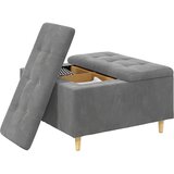  Otoman za pohranu s jastukom Tamno siva 80 x 80 x 45 cm Baršun | shoptok.hr