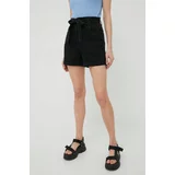 Vero Moda Traper kratke hlače za žene, boja: siva, glatki materijal, visoki struk
