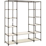 vidaXL garderobna omara s predelki in palicami krem 150x45x176cm blago | Shoptok.si