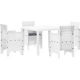 vidaXL 5-delni vrtni jedilni set s blazinami bela poli ratan, (22089763) | Shoptok.si