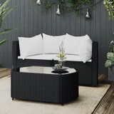 The Living Store Vrtna sedežna garnitura 3-delna z blazinami črn poli ratan - Vrtna Sedežna Garnitura, (21474864) | Shoptok.si