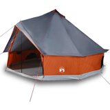 vidaXL Družinski šotor tipi za 10 oseb siv in oranžen vodoodporen | Shoptok.si
