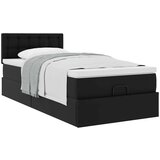 vidaXL Otomanski posteljni okvir z vzmetnico črn 90x200 cm um. usnje | Shoptok.si