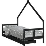 The Living Store Otroški posteljni okvir s predali črn 80x200 cm trdna borovina - Otroški Posteljni Okvir, (21625303) | Shoptok.si
