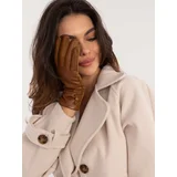 Fashionhunters Light brown women's gloves made of eco-leather