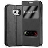 Cadorabo Ohišje, združljivo z Samsung Galaxy S6 EDGE v črni komet - Zaščitni ovitek z magnetnim zapiranjem, stoječo funkcijo in 2 okencema za gledanje, (20551594) | Shoptok.si