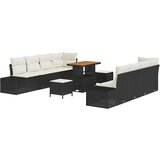 vidaXL Vrtna sedežna garnitura z blazino 11 pcs Črna poli ratan, (5000145684) | Shoptok.si