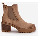 Boto Women's Insulated Heeled Boots Eco Suede Beige Irissinae | Shoptok.si