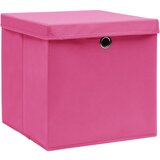 Furnova Škatle za shranjevanje s pokrovi 10 kos. roza 32x32x32 cm blago, (21956029) | Shoptok.si