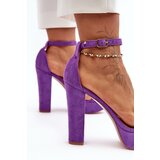 Boto Comfortable suede sandals with high stiletto heels in purple Essence | ePonuda.com