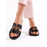 Shelvt Women's Black Flat Flip Flops | Shoptok.si