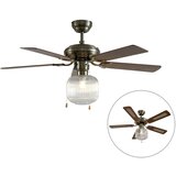 QAZQA Stropni ventilator medenina z lesom 107,5 cm s potezno vrvico - Mistral Karel u
