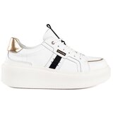 Shelvt White leather platform sneakers | Eponuda.ba
