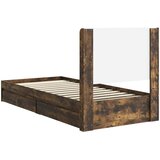  Krevetna konstrukcija s pohranom i uzglavljem Dimljeni hrast Smeđa 90 x 200 cm | Shoptok.si