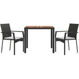  3-dijelni vrtni blagovaonski set s jastucima od poliratana crni | shoptok.hr