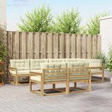  Set vanjskih sofa s jastukom 6 pcs Bijela i krem Poliester | shoptok.hr