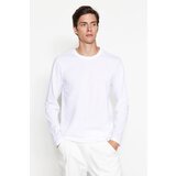 Trendyol White Men's Basic Regular/Regular Cut, Crew Neck Long Sleeved, 100% Cotton T-Shirt. Cene