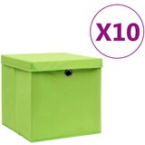 vidaXL Škatle s pokrovi 10 kosov 28x28x28 cm zelene, (21025399) | Shoptok.si