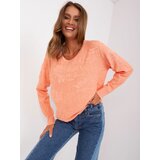 Fashion Hunters Classic women's peach sweater with cotton Cene