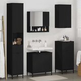vidaXL Komplet pohištva za kopalnico Črna Inženirski les, kovina | Shoptok.si