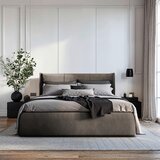 MID.YOU OBLAZINJENA POSTELJA 160 cm x 200 cm , les, tekstil, leseni material rjava | Shoptok.si