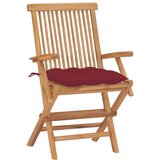 Maison Chic Vrtni stoli - Stol za vrt z vinsko rdečimi blazinami 2 kosa trdna tikovina JS2592, (21876806) | Shoptok.si