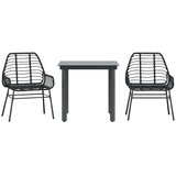 vidaXL Vrtni blagovaonski set od 3 dijela crni poliratan staklo - Crna 80 x 80 x 74 cm 2 | shoptok.hr