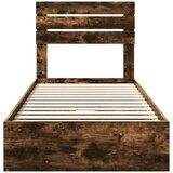  Postelja s shranjevanjem z vzglavjem Dimljeni oreh 90 x 190 cm, (5000106805) | Shoptok.si