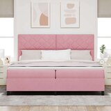  LED Box Spring Krevet Ružičasta 200 x 200 cm Baršun | shoptok.hr