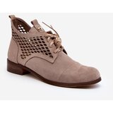 Zazoo 2878 Low Cutout Women's Suede Boots Beige | Shoptok.si