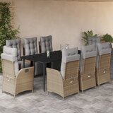vidaXL 9-dijelni vrtni blagovaonski set od poliratana s jastucima bež | shoptok.hr