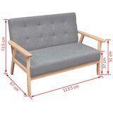  2-dijelna garnitura od tkanine svijetlosiva | shoptok.hr