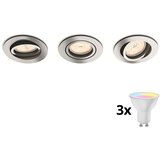 Philips 50393/11/PN- komplet 3x led rgbw prigušiva ugradno stropno svetlo 1xGU10/4,8W/230V hrom+daljinski upravljač | Eponuda.com