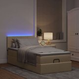vidaXL Otomanska postelja z vzmetnico krem 90x200 cm blago, (21607751) | Shoptok.si