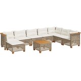  9-dijelni set vrtnih sofa s jastucima bež od poliratana 55 x 55 x 36 cm | Shoptok.si