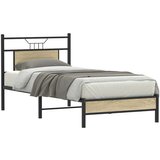 vidaXL Posteljni okvir brez vzmetnice hrast 75x190 cm inženirski les | Shoptok.si