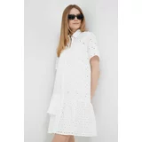 PS Paul Smith Pamučna haljina boja: bijela, mini, ravna