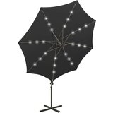  Konzolni suncobran sa stupom i LED svjetlima 300 cm crni | shoptok.hr
